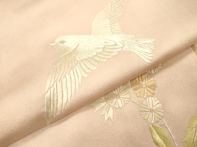 平和屋着物▼訪問着　総刺繍　飛鳥花文　正絹　逸品　DABF2403fe