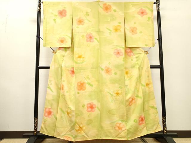 平和屋着物▼上質な小紋　地紋起こし　舞花　暈し染　正絹　逸品　DABF2406fe