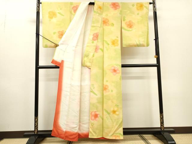 平和屋着物▼上質な小紋　地紋起こし　舞花　暈し染　正絹　逸品　DABF2406fe