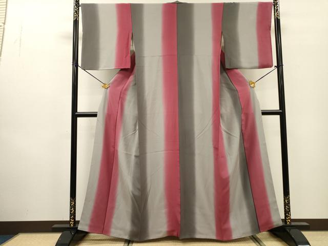 平和屋着物▼上質な小紋　間道　暈し染　正絹　逸品　DABF2408fe