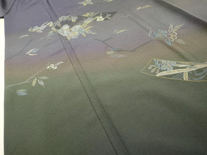 平和屋着物▼中国三大刺繍 スワトウ刺繍 汕頭刺繍 総刺繍 訪問着 地紙花文 暈し染 金糸 正絹 逸品 DABF2414fe