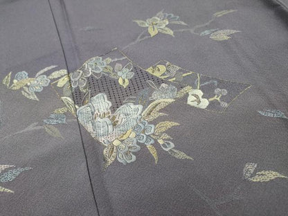 平和屋着物▼中国三大刺繍 スワトウ刺繍 汕頭刺繍 総刺繍 訪問着 地紙花文 暈し染 金糸 正絹 逸品 DABF2414fe
