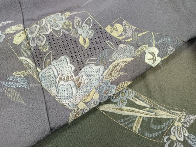 平和屋着物▼中国三大刺繍 スワトウ刺繍 汕頭刺繍 総刺繍 訪問着 地紙花文 暈し染 金糸 正絹 逸品 DABF2414fe