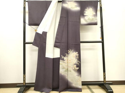 平和屋着物▼訪問着 流水花文 暈し染 金銀彩 正絹 逸品 DABF2415fe