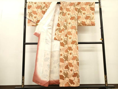 平和屋着物▼上質な小紋 地紋起こし 花唐草文 正絹 逸品 DABF2426fe
