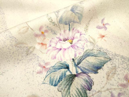 平和屋着物▼訪問着 手描き 草花 正絹 逸品 DABF2430fe