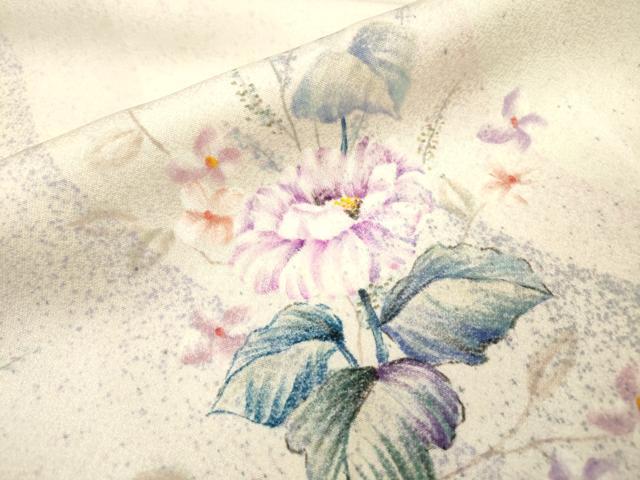 平和屋着物▼訪問着 手描き 草花 正絹 逸品 DABF2430fe