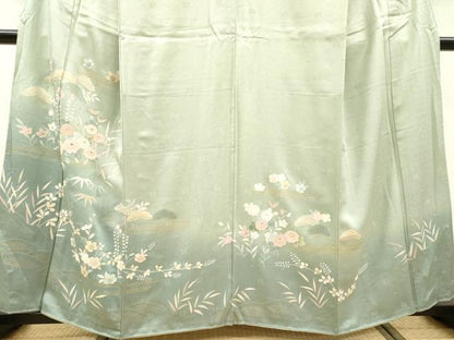 平和屋着物▼中国三大刺繍 相良刺繍 訪問着 花松文 暈し染 金彩 ますいわ屋扱い 正絹 逸品 DABF2434fe