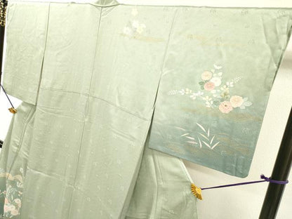 平和屋着物▼中国三大刺繍 相良刺繍 訪問着 花松文 暈し染 金彩 ますいわ屋扱い 正絹 逸品 DABF2434fe