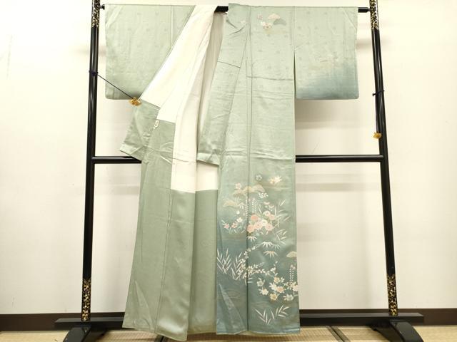 平和屋着物▼中国三大刺繍 相良刺繍 訪問着 花松文 暈し染 金彩 ますいわ屋扱い 正絹 逸品 DABF2434fe