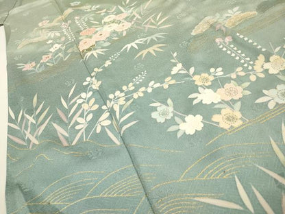 平和屋着物▼中国三大刺繍 相良刺繍 訪問着 花松文 暈し染 金彩 ますいわ屋扱い 正絹 逸品 DABF2434fe