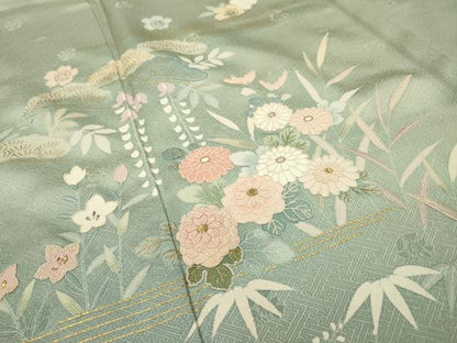 平和屋着物▼中国三大刺繍 相良刺繍 訪問着 花松文 暈し染 金彩 ますいわ屋扱い 正絹 逸品 DABF2434fe