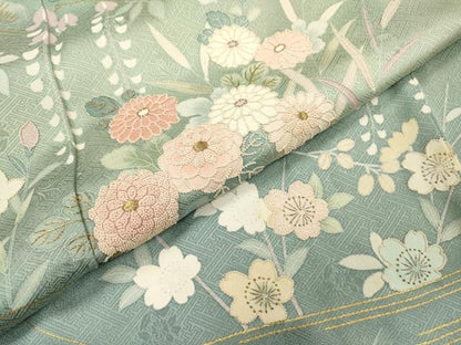 平和屋着物▼中国三大刺繍 相良刺繍 訪問着 花松文 暈し染 金彩 ますいわ屋扱い 正絹 逸品 DABF2434fe
