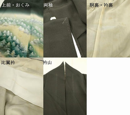 平和屋着物▼豪華黒留袖 作家物 雪持ち風景文 暈し染 金彩 正絹 逸品 DABF2435fe
