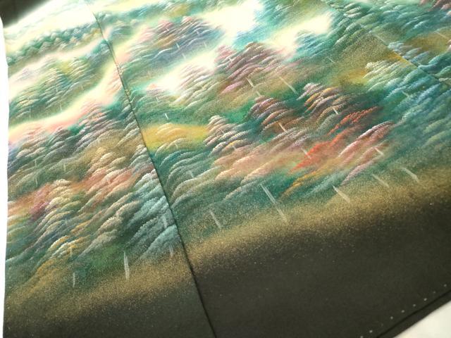 平和屋着物▼豪華黒留袖 作家物 雪持ち風景文 暈し染 金彩 正絹 逸品 DABF2435fe