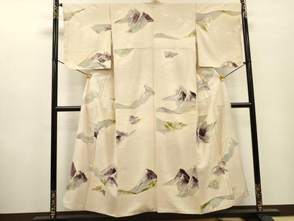 平和屋着物▼上質な小紋 地紋起こし 重ね山 金彩 正絹 逸品 DABF2448fe