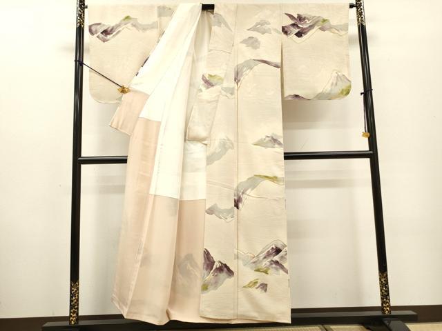 平和屋着物▼上質な小紋 地紋起こし 重ね山 金彩 正絹 逸品 DABF2448fe