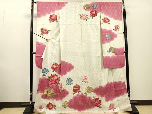 平和屋着物▼豪華振袖 総刺繍 薔薇 金銀糸 正絹 逸品 DABF2456fe
