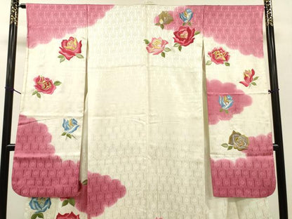平和屋着物▼豪華振袖 総刺繍 薔薇 金銀糸 正絹 逸品 DABF2456fe