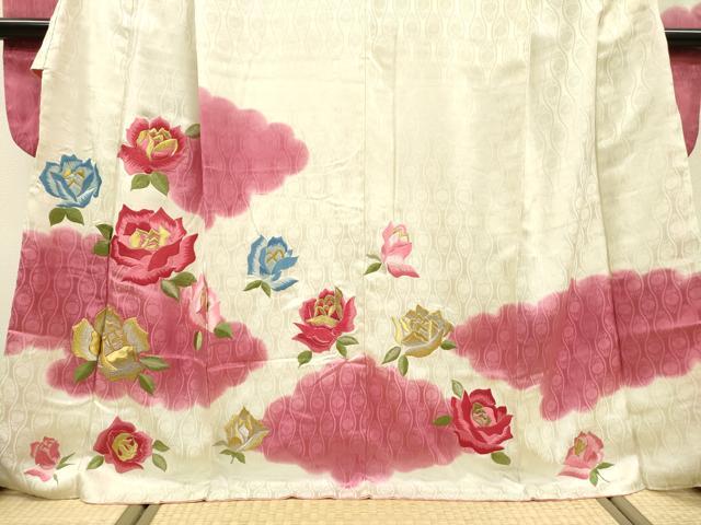 平和屋着物▼豪華振袖 総刺繍 薔薇 金銀糸 正絹 逸品 DABF2456fe