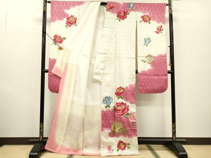 平和屋着物▼豪華振袖 総刺繍 薔薇 金銀糸 正絹 逸品 DABF2456fe
