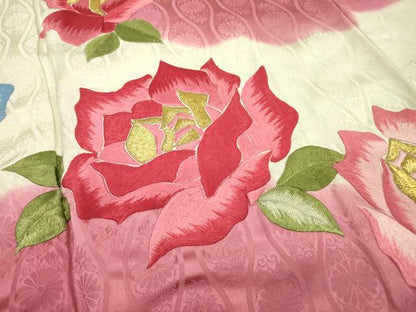 平和屋着物▼豪華振袖 総刺繍 薔薇 金銀糸 正絹 逸品 DABF2456fe