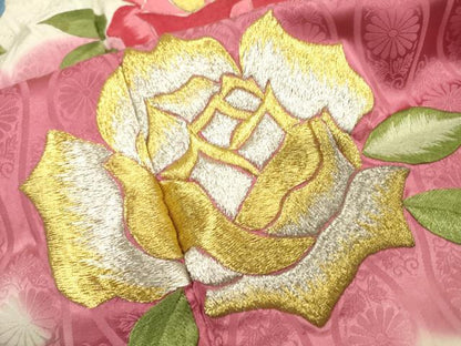 平和屋着物▼豪華振袖 総刺繍 薔薇 金銀糸 正絹 逸品 DABF2456fe