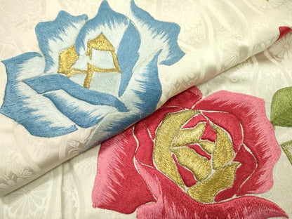 平和屋着物▼豪華振袖 総刺繍 薔薇 金銀糸 正絹 逸品 DABF2456fe