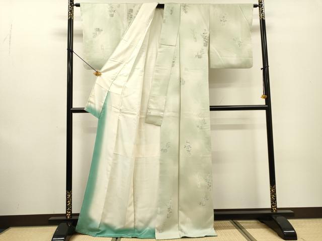 平和屋着物▼上質な小紋 地紋起こし 飾花文 暈し染 正絹 逸品 DABF2457fe