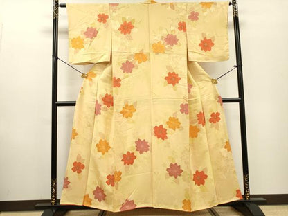 平和屋着物▼上質な小紋 地紋起こし 草花 正絹 逸品 DABF2470fe