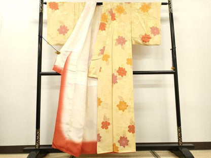 平和屋着物▼上質な小紋 地紋起こし 草花 正絹 逸品 DABF2470fe