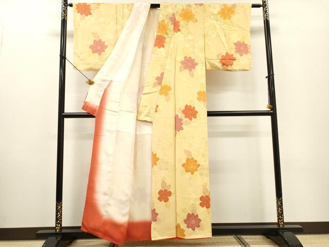 平和屋着物▼上質な小紋 地紋起こし 草花 正絹 逸品 DABF2470fe
