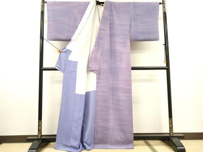 平和屋着物▼虹色創家 本郷大田子 小紋 霞文 暈し染 正絹 逸品 DABF2473fe