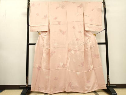 平和屋着物▼上質な小紋 地紋起こし 絞り 舞葉文 正絹 逸品 DABF2476fe