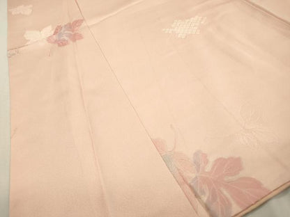 平和屋着物▼上質な小紋 地紋起こし 絞り 舞葉文 正絹 逸品 DABF2476fe