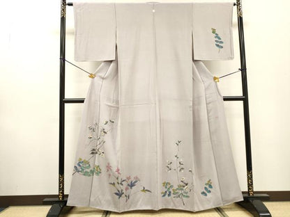 平和屋着物▼訪問着 作家物 手描き 草花 正絹 逸品 DABF2483fe
