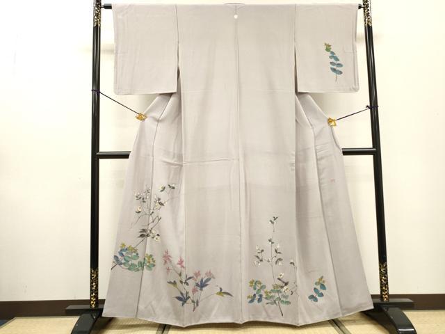 平和屋着物▼訪問着 作家物 手描き 草花 正絹 逸品 DABF2483fe