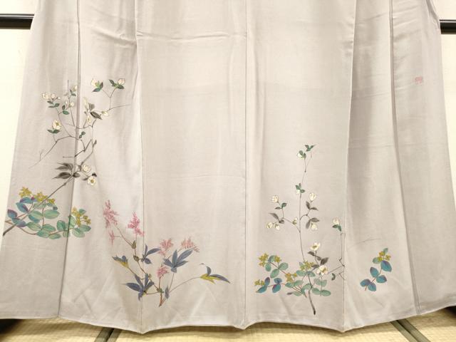平和屋着物▼訪問着 作家物 手描き 草花 正絹 逸品 DABF2483fe