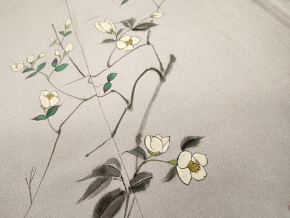 平和屋着物▼訪問着 作家物 手描き 草花 正絹 逸品 DABF2483fe