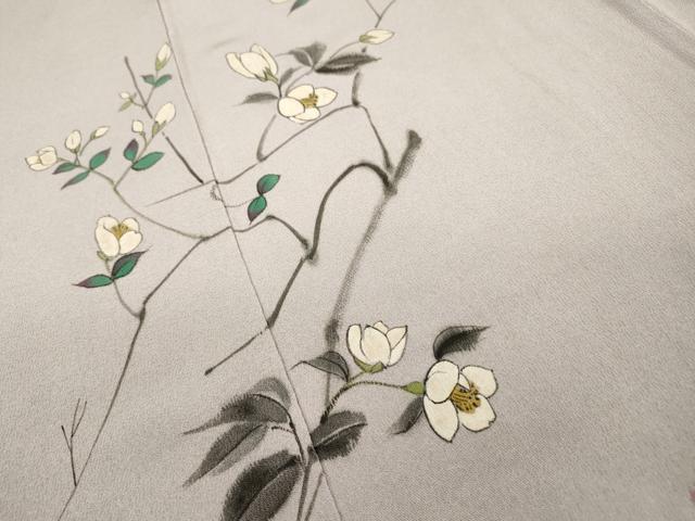 平和屋着物▼訪問着 作家物 手描き 草花 正絹 逸品 DABF2483fe