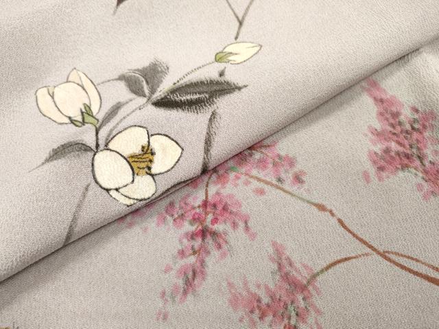 平和屋着物▼訪問着 作家物 手描き 草花 正絹 逸品 DABF2483fe