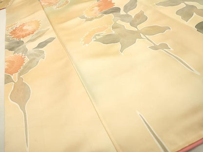平和屋着物▼上質な小紋 地紋起こし 草花 暈し染 正絹 逸品 DABF2495fe