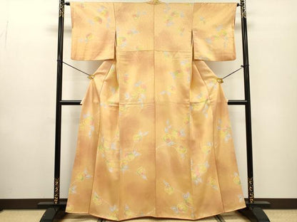 平和屋着物▼上質な小紋　地紋起こし　枝花　暈し染　正絹　逸品　DABF2496fe
