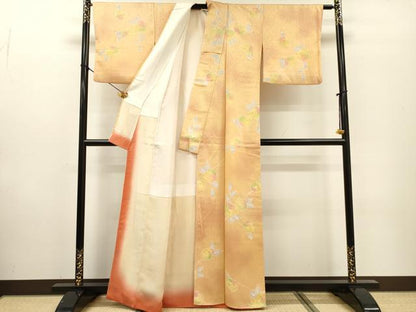 平和屋着物▼上質な小紋　地紋起こし　枝花　暈し染　正絹　逸品　DABF2496fe