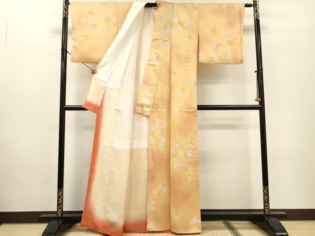 平和屋着物▼上質な小紋　地紋起こし　枝花　暈し染　正絹　逸品　DABF2496fe