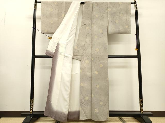 平和屋着物▼上質な小紋 地紋起こし 花唐草文 暈し染 正絹 逸品 DABF2506fe