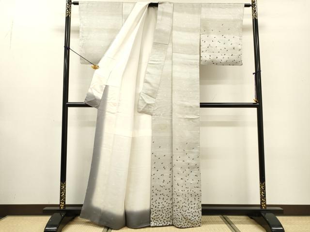 平和屋着物▼染織作家 染織デザイナー 大島明 訪問着 舞葉文 金彩 正絹 逸品 DABF2508fe