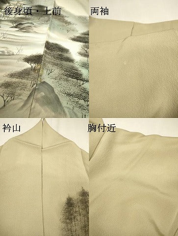 平和屋着物▼訪問着 作家物 手描き 金閣寺 暈し染 金彩 正絹 逸品 DABF2511fe