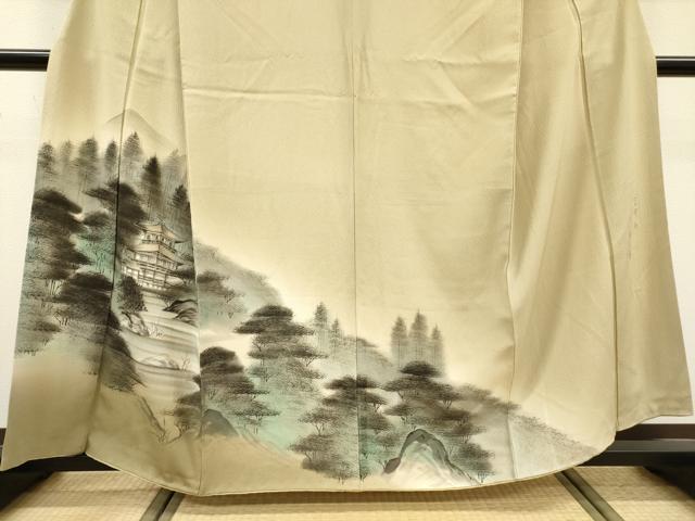 平和屋着物▼訪問着 作家物 手描き 金閣寺 暈し染 金彩 正絹 逸品 DABF2511fe