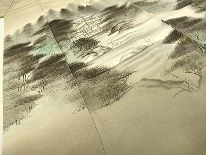 平和屋着物▼訪問着 作家物 手描き 金閣寺 暈し染 金彩 正絹 逸品 DABF2511fe